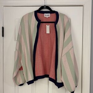 NWT Bold Knit Women's Striped Cardigan - Pink and Green